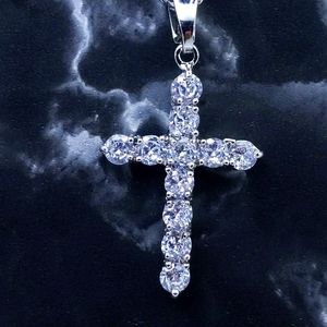 Silver Finish 12CZ Cross